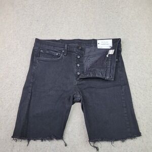 Rag & Bone Standard Issue Shorts Black Button Fly Mens Size 36 Casual Raw Hem